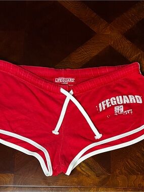 Red Cotton LifeGuard Shorts